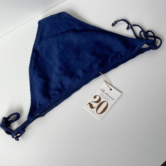 NWT (XL) Shoshanna navy string tie swim bottom dark blue ribbed new with tag - Picture 5 of 7